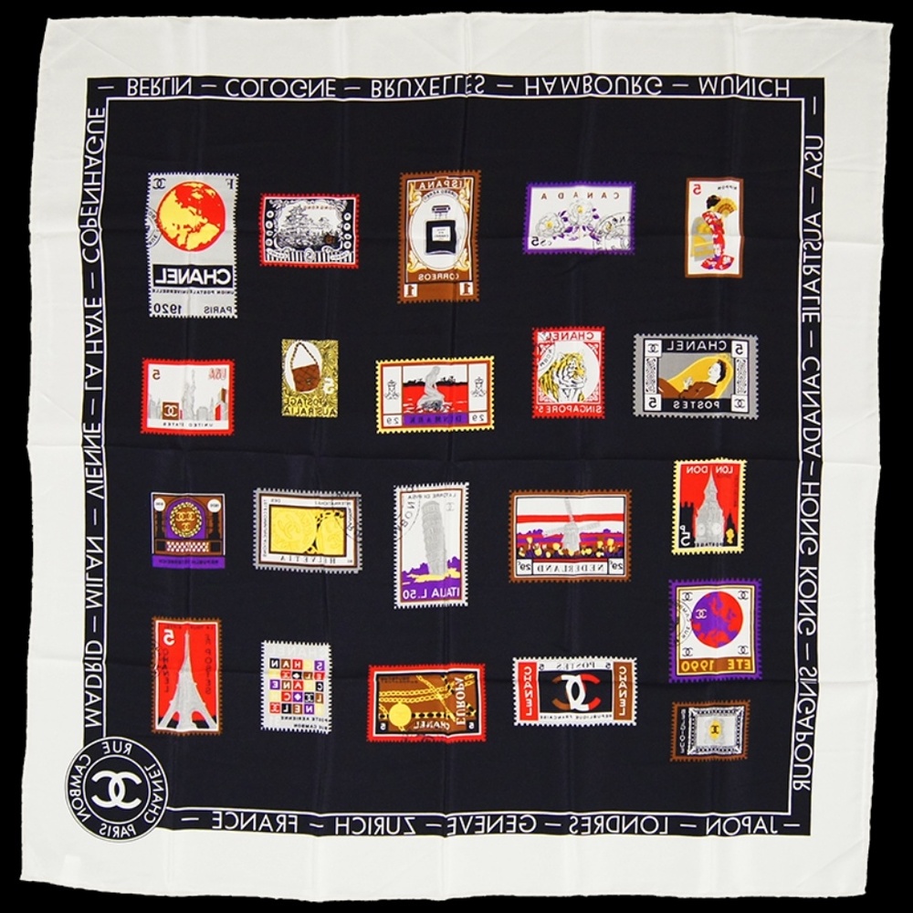 chanel vintage silk scarf like new